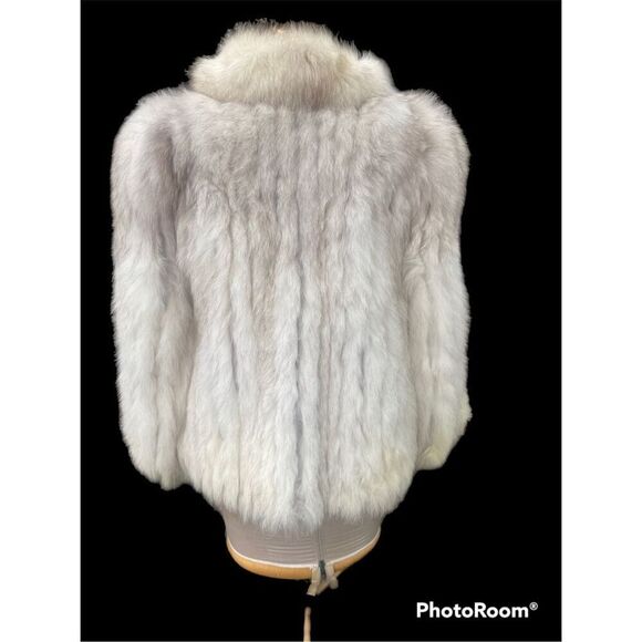 Saga Fox Stroller Coat. Size M.  White/Silver Fox.  Mandarin Collar.Side Pockets - Picture 4 of 13